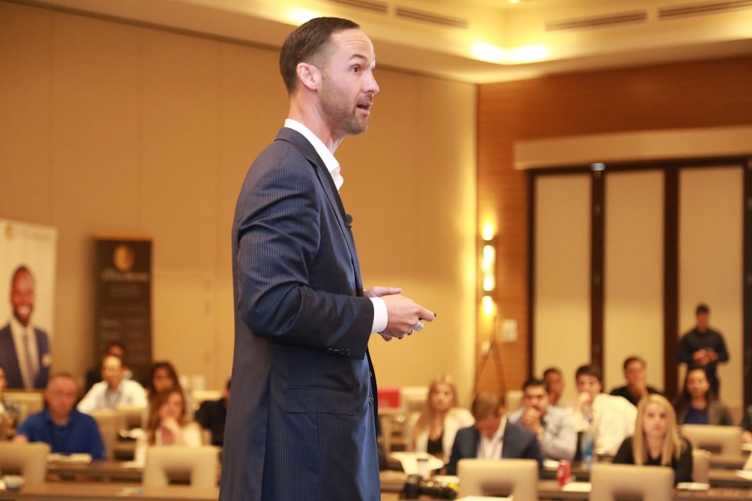 confident speaker presenting