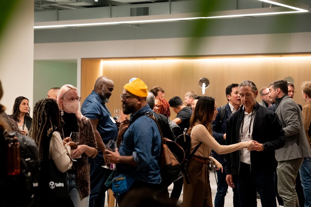 man networking at event